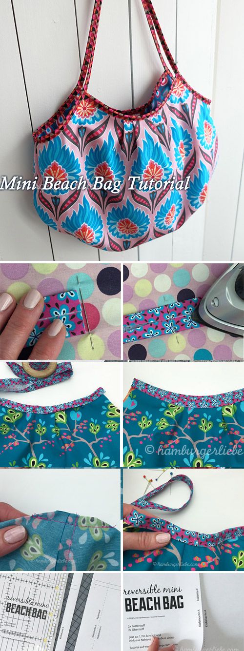 Reversible Mini Beach Bag Tutorial DIY Tutorial Ideas!