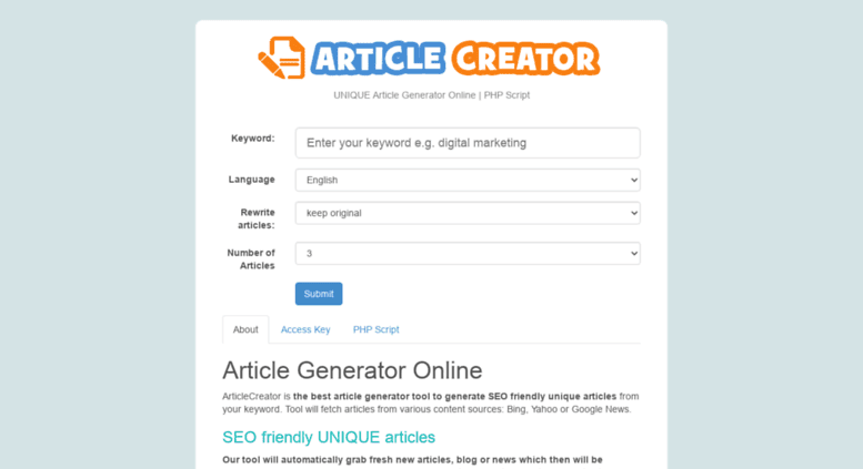 ArticleCreator tool