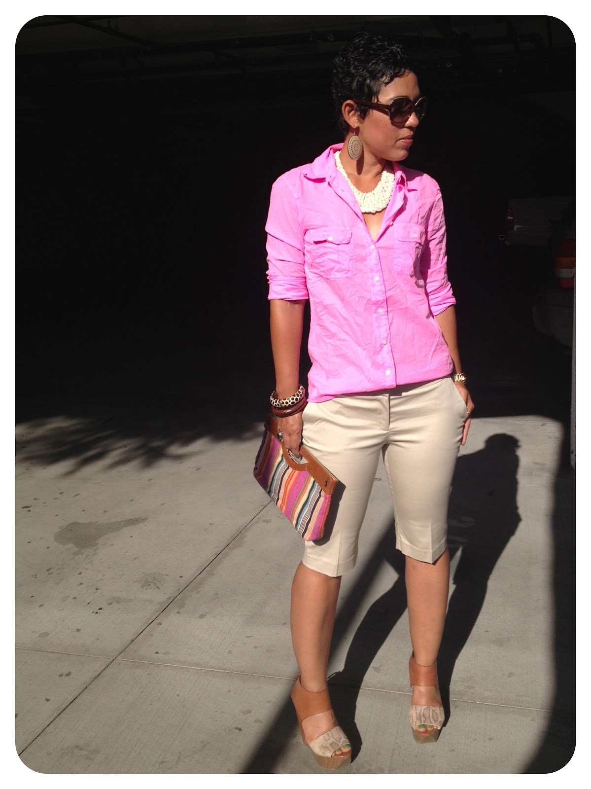 Neon Boyfriend Shirt & Bermuda Shorts + Make The Look Fashion