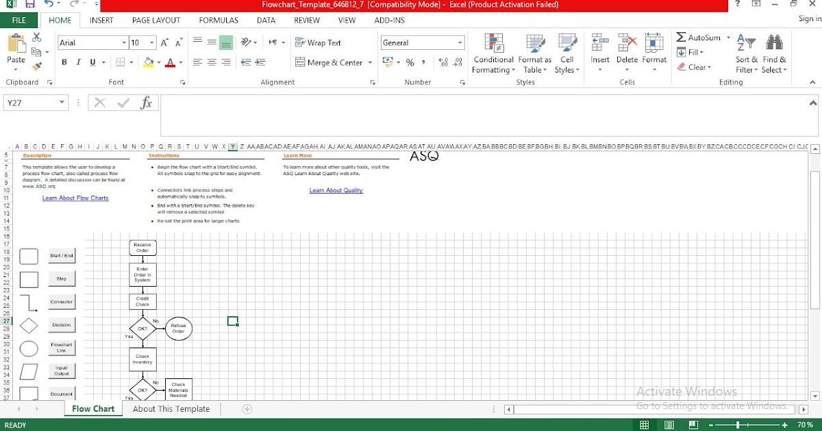 Process Flow Chart Template in Excel
