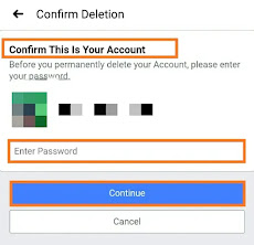 How to Delete Facebook Account Permanently on Android phone -enter your password