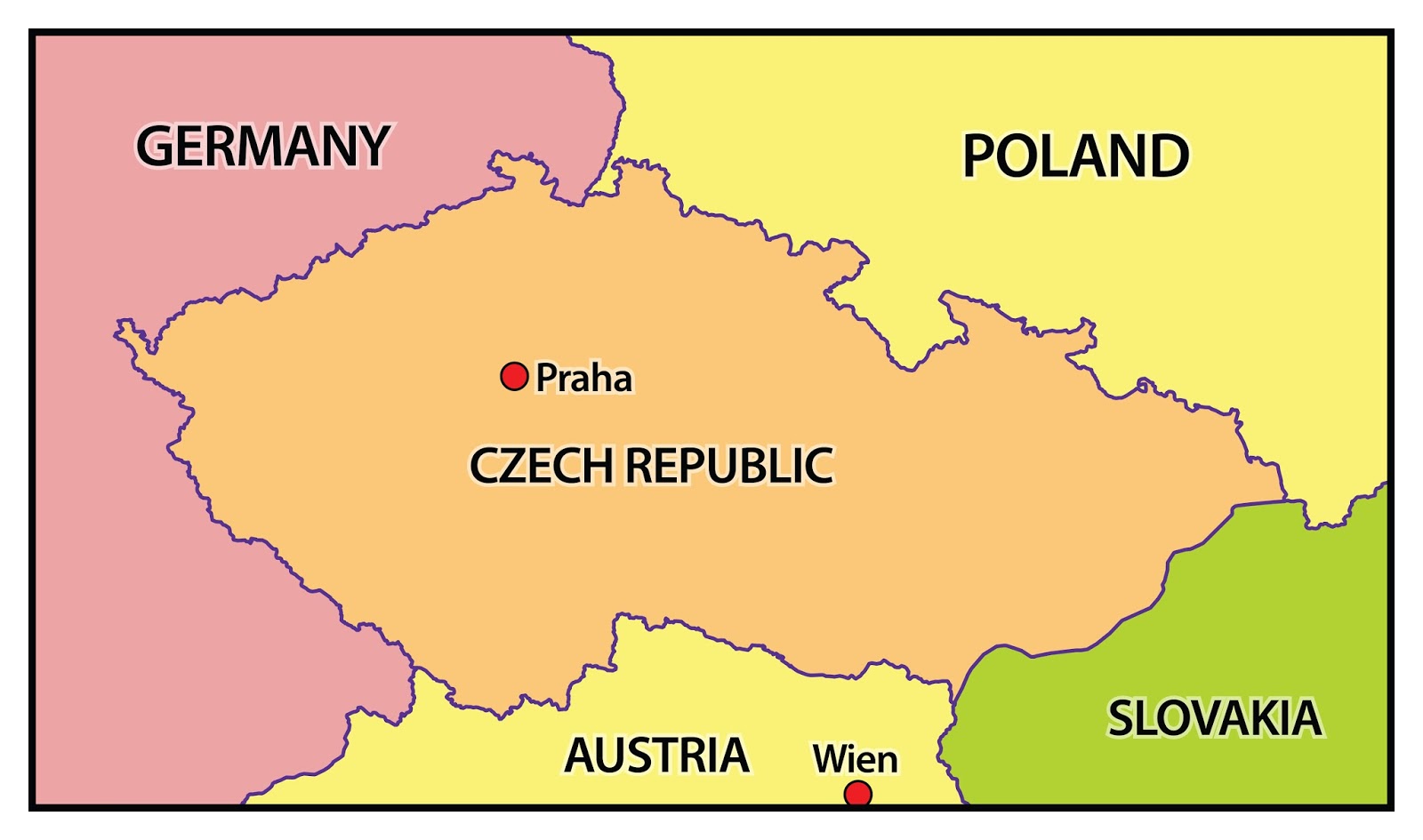 карта чехии с городами подробная. карта чехии подробная. географическая карта чехии. расположение чехии в европе. карта современной чехии.