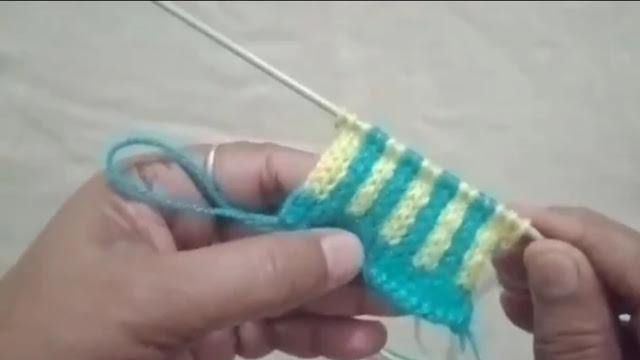 Knitting stripes pattern || #slip stitch || double colour design
