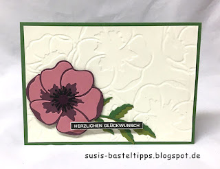 viele Ideen und Techniken mit Stampin' Up! Stanzenset Mohnblüten poppy moments dies, stampin up stanzformen mohnblüten, diy, technik. diy stempel, moosgummi, layered, anemone, bunter blumenstrauss, steinmauer, aquarell, hintergrund, transparentpapier, savanne, sab, gratisprodukt, diy prägeform, embossing folder, brusho, distress