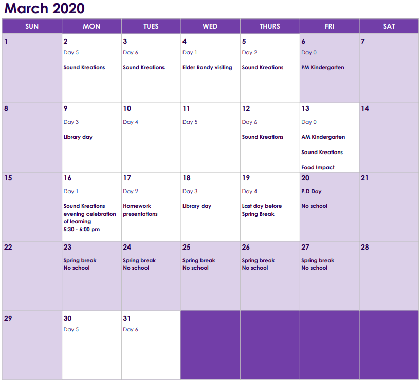 Class Calendar