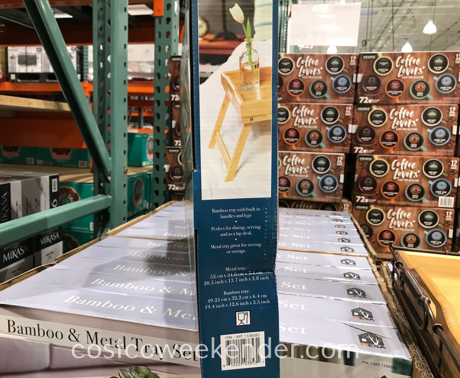 Mesa Bamboo and Metal Tray Set Costco Weekender