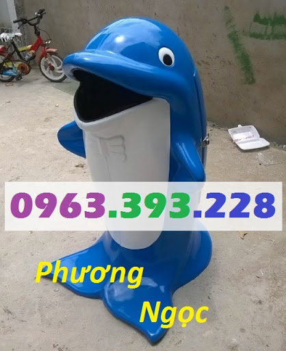 Thùng rác hình con cá heo, thùng rác công cộng, thùng rác cá heo, thùng rác TRCH4