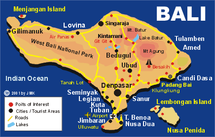 Bali Map Boss - Bali holiday tour popular destinations jojo wonderful tour