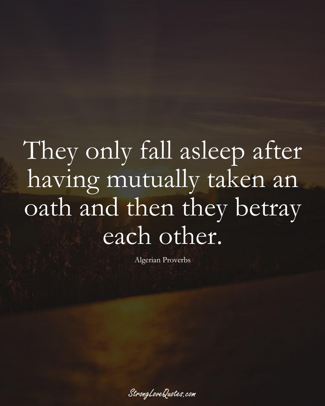They only fall asleep after having mutually taken an oath and then they betray each other. (Algerian Sayings);  #AfricanSayings