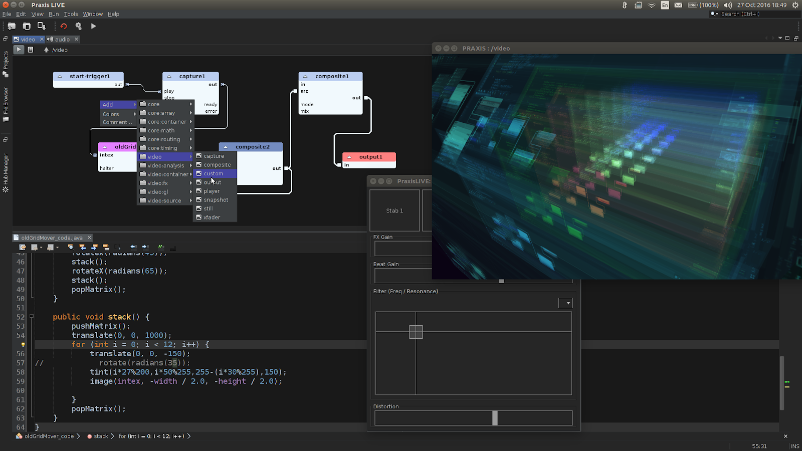 Gigamaster: PraxisLIVE hybrid visual live programming