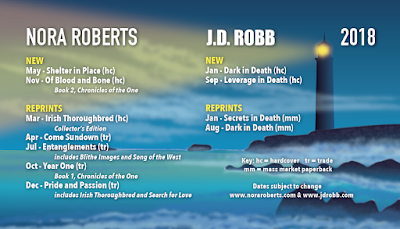 Nora Roberts Graphic of 2018 Book Releases Nora Roberts, JD Robb, books, schedule, 2018, Bea's Book Nook