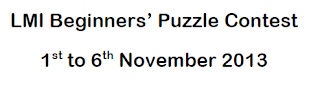 2nd LMI Beginners' Puzzle Test in November 2013 on 1-6 Nov 2013