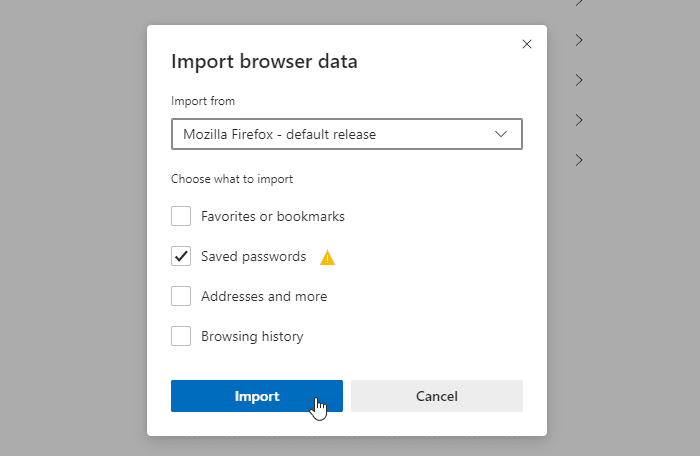 importeer of exporteer opgeslagen wachtwoorden van Microsoft Edge