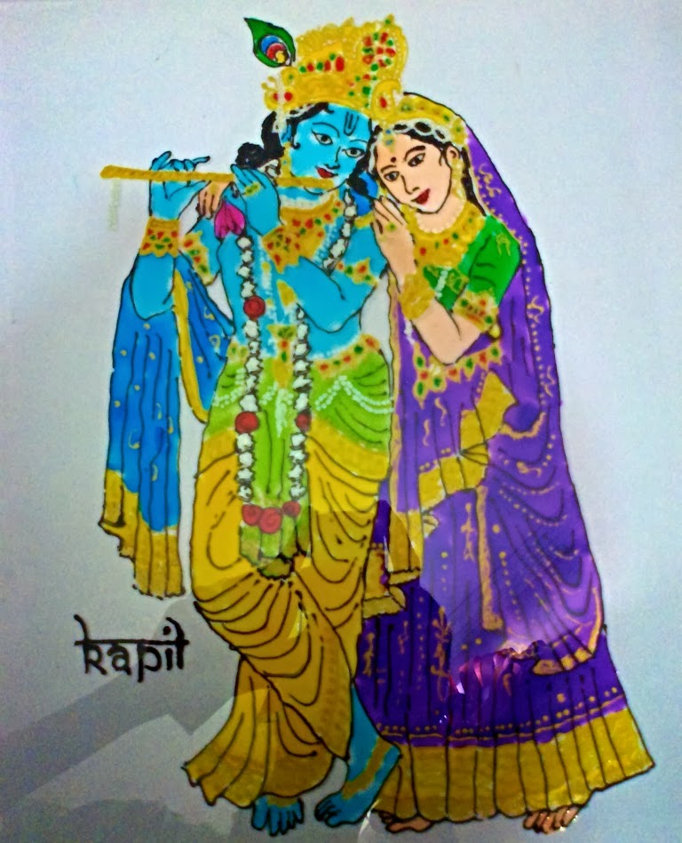 Radha Krishna Glass Painting Sirf Hand Made
