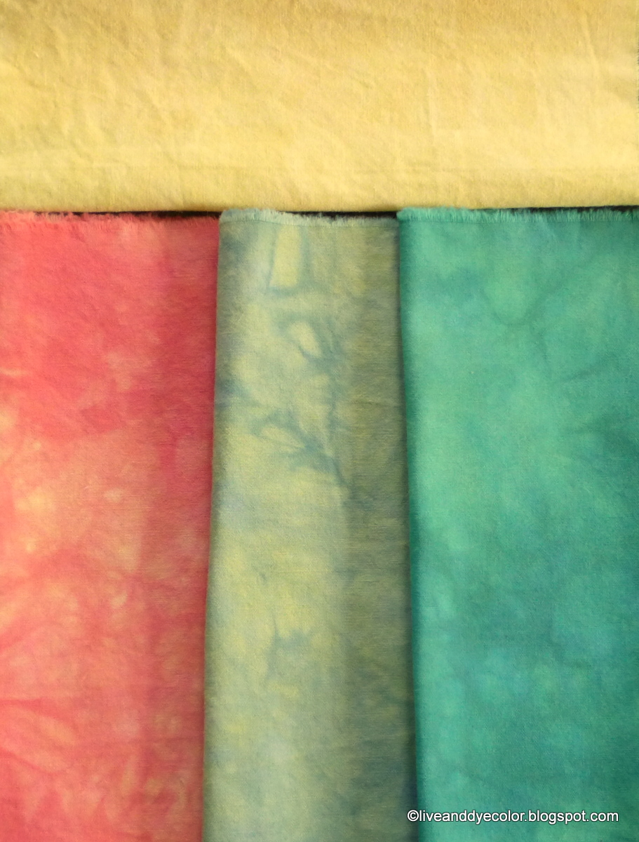 Live and Dye Color Overdyeing experiments part 3 some fabric pics