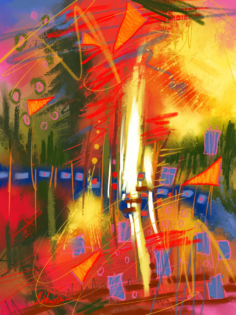 Midsummer Night digital colorful abstract painting by Mikko Tyllinen