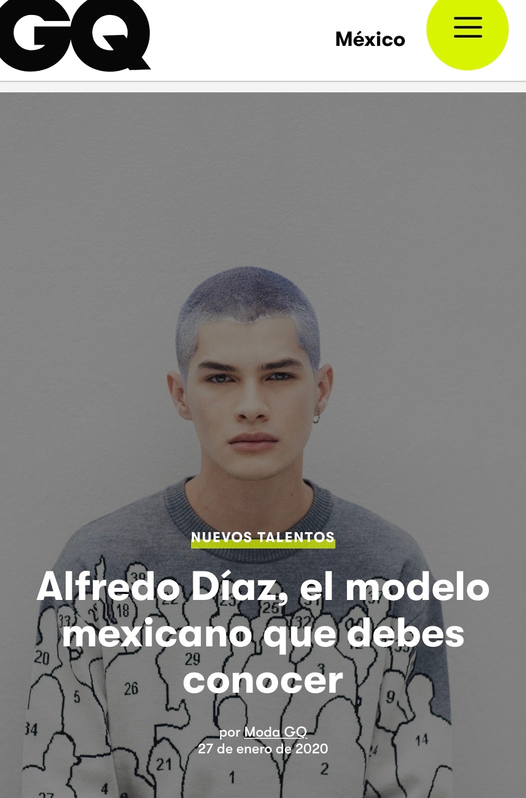 ALFREDO DÍAZ / INTERVIEW FOR GQ MÉXICO, JANUARY 2020 WANTED Model Management