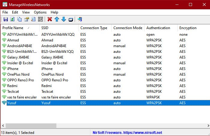 Administre redes inalámbricas en Windows con ManageWirelessNetworks