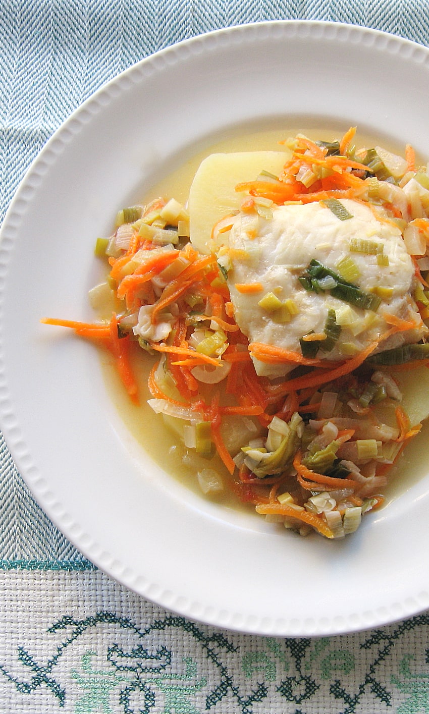 HAKE WITH LEEKS AND CARROTS from my orchid kitchen