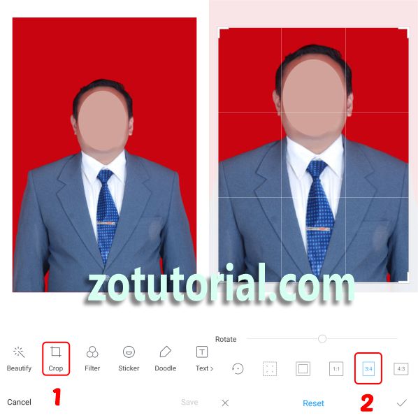 Crop Foto 3x4 di HP Android Xiaomi Tanpa Aplikasi Tambahan zotutorial