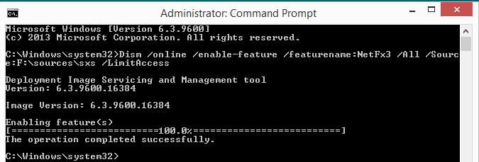 Windows 8.1 Dot.Net 3 Feature Enable using Operating System media offline 3