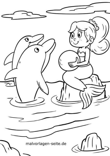 ausmalbilder delfin meerjungfrau