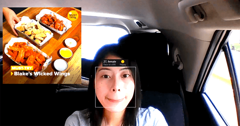 It can detect the passenger's gender, age and emotion to curate personalized ads It can detect the passenger's gender, age and emotion to curate personalized ads