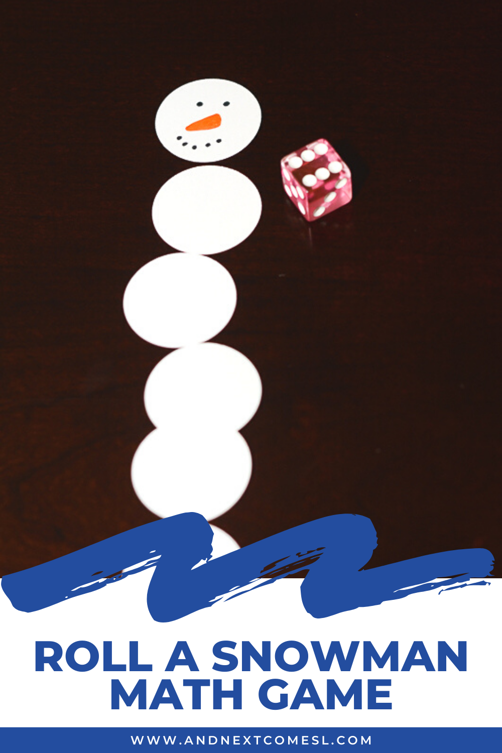 Roll a snowman math game for kids - great for toddlers, preschool, or kindergarten!