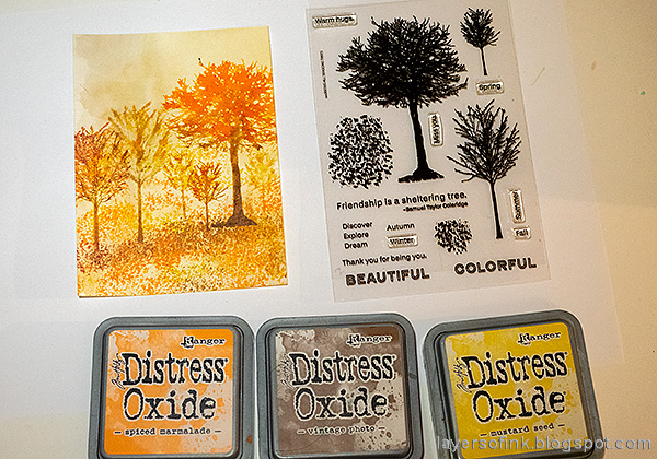 Layers of ink - Autumn Trees Card by Anna-Karin Evaldsson. With Simon Says Stamp All Seasons Tree stamp set.