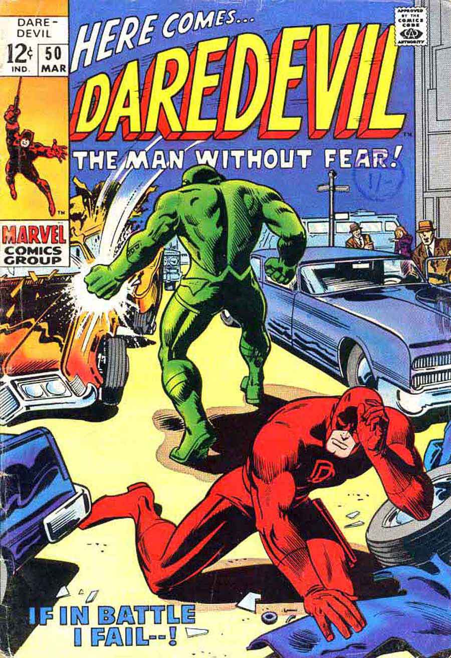 Daredevil v1 #50 marvel 1960s silver age comic book cover art by Barry Windsor Smith