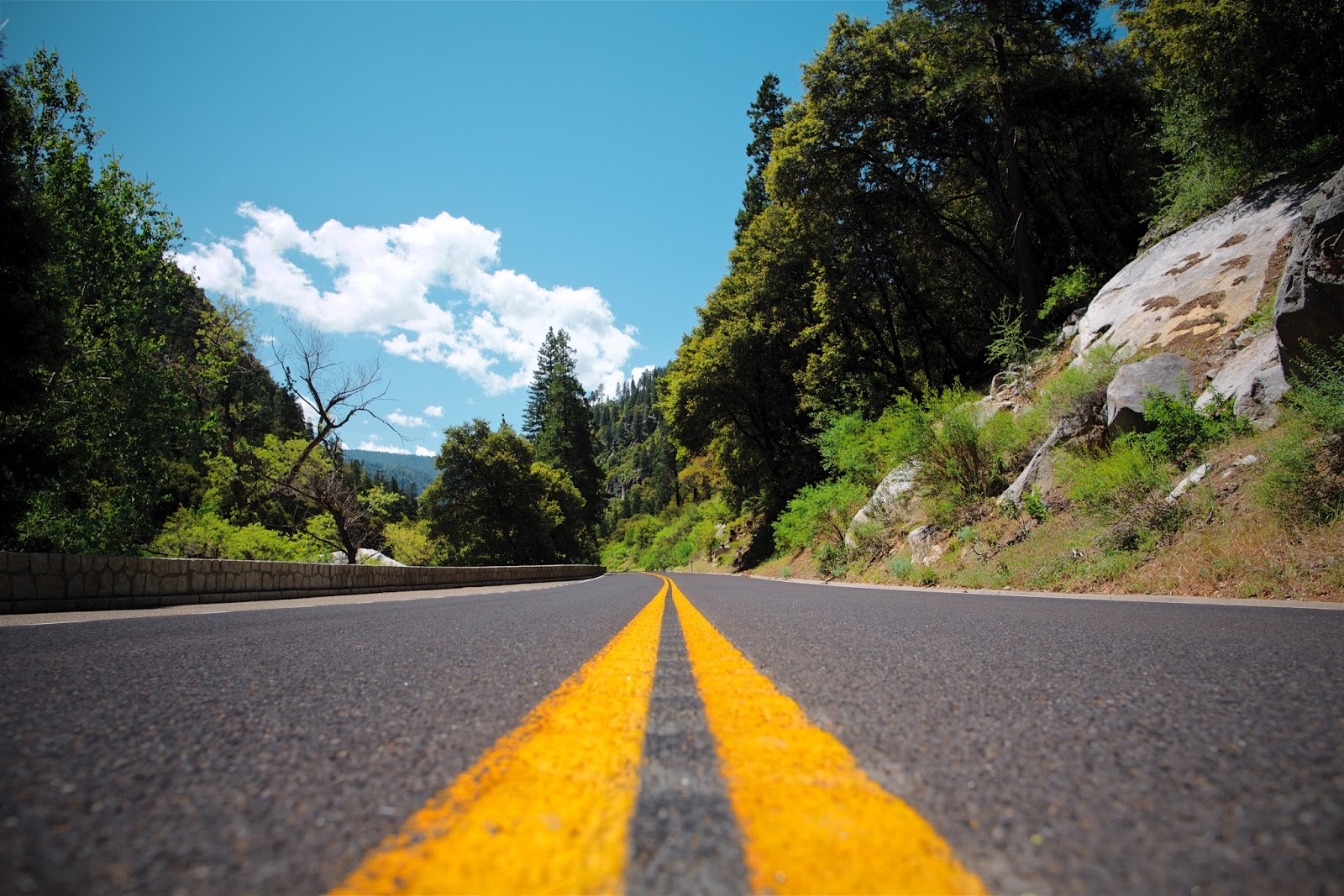 Mountain Road on a Sunny Day wallpaper