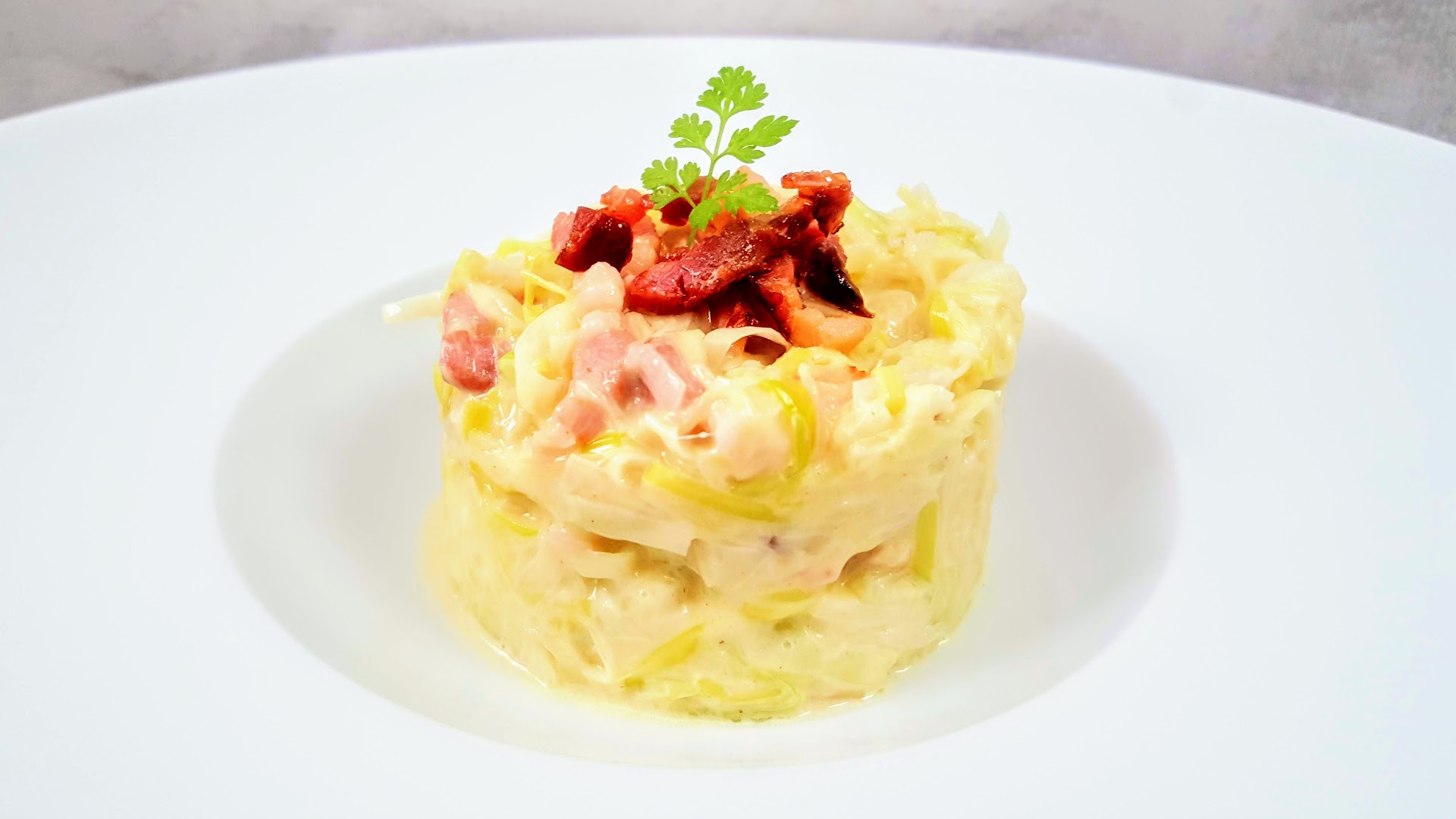 Fondue de poireaux aux lardons