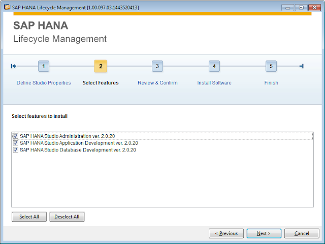 Select HANA Studio features