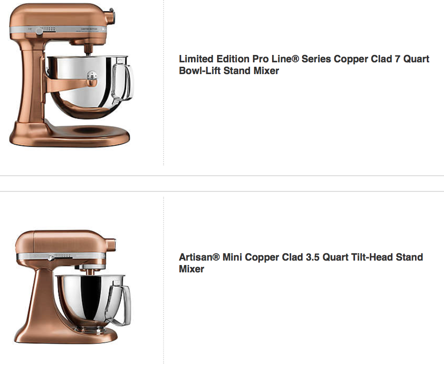 Home: KitchenAid Copper 5-Qt Stand mixer $199 (Orig. $400