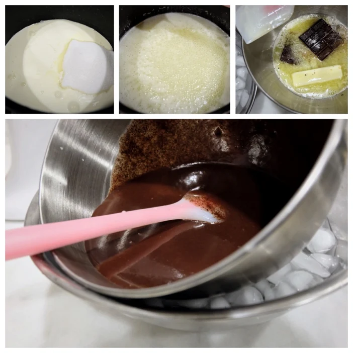 grid of images showing steps to make frosting