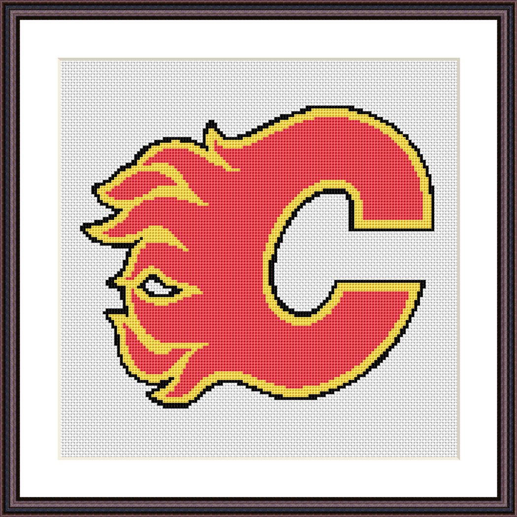 Tango Stitch easy cross stitch designs Calgary Flames logo cross