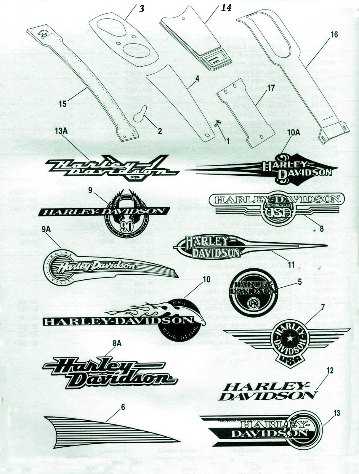 phscollectorcarworld Tech Files 1993/94 Harley Davidson Carb diagrams & Fuel Tank logos