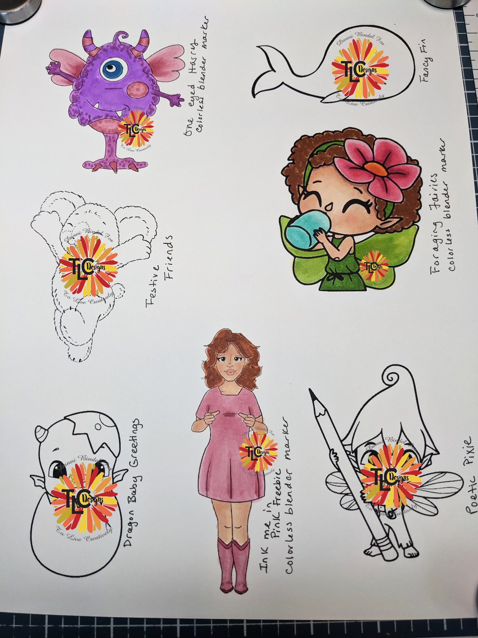 Danni's Dreams Copic Colorless Blender Tutorial with TLC Designs Digis