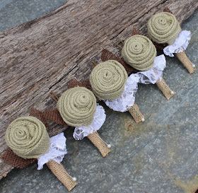 burlap boutonniere for groom and groomsmen