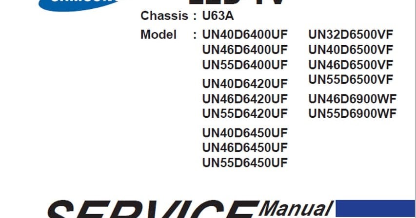 Samsung U63A UN40D6400UF UN32D6500VF UN40N6500VF Diagrama SM | Reparación  Técnica