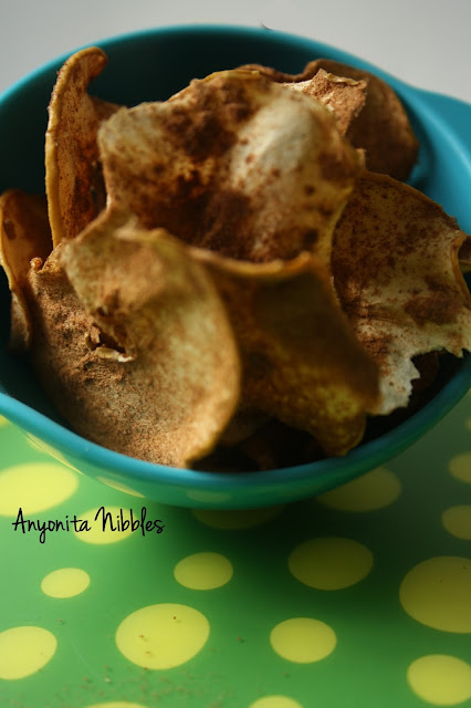 A bowl of spiced apple crisps from www.anyonita-nibbles.com