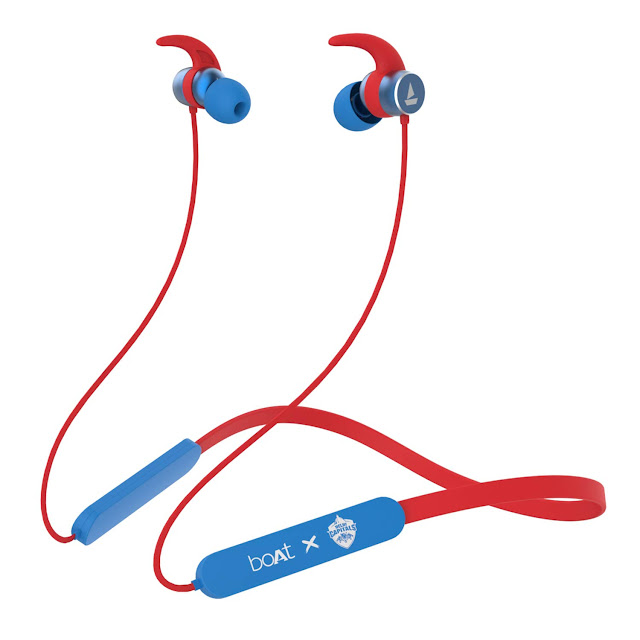 boAt Rockerz 255 Delhi Capitals Edition in-Ear Earphones with 8 Hours Battery, IPX5, Bluetooth V5.0 and Voice Assistant(DC Blue)