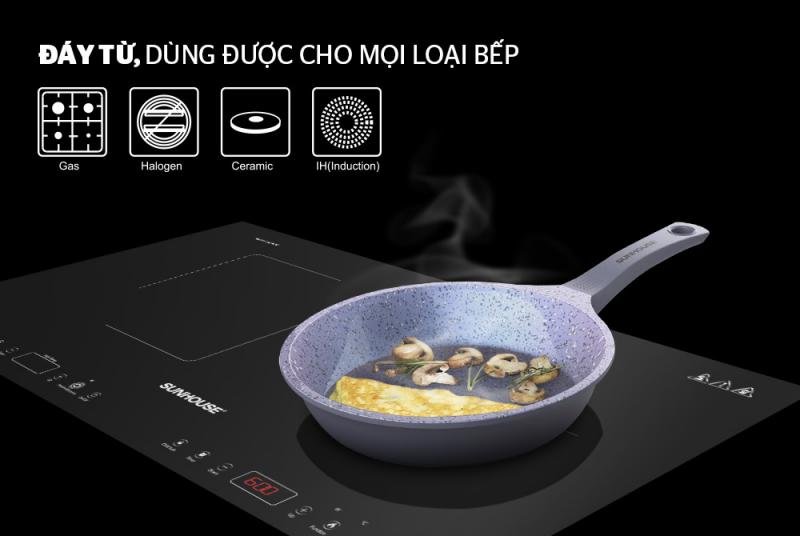 Chảo Chiên Siêu Bền Vân Đá Đ.từ Sunhouse Mama SHG1126MMA