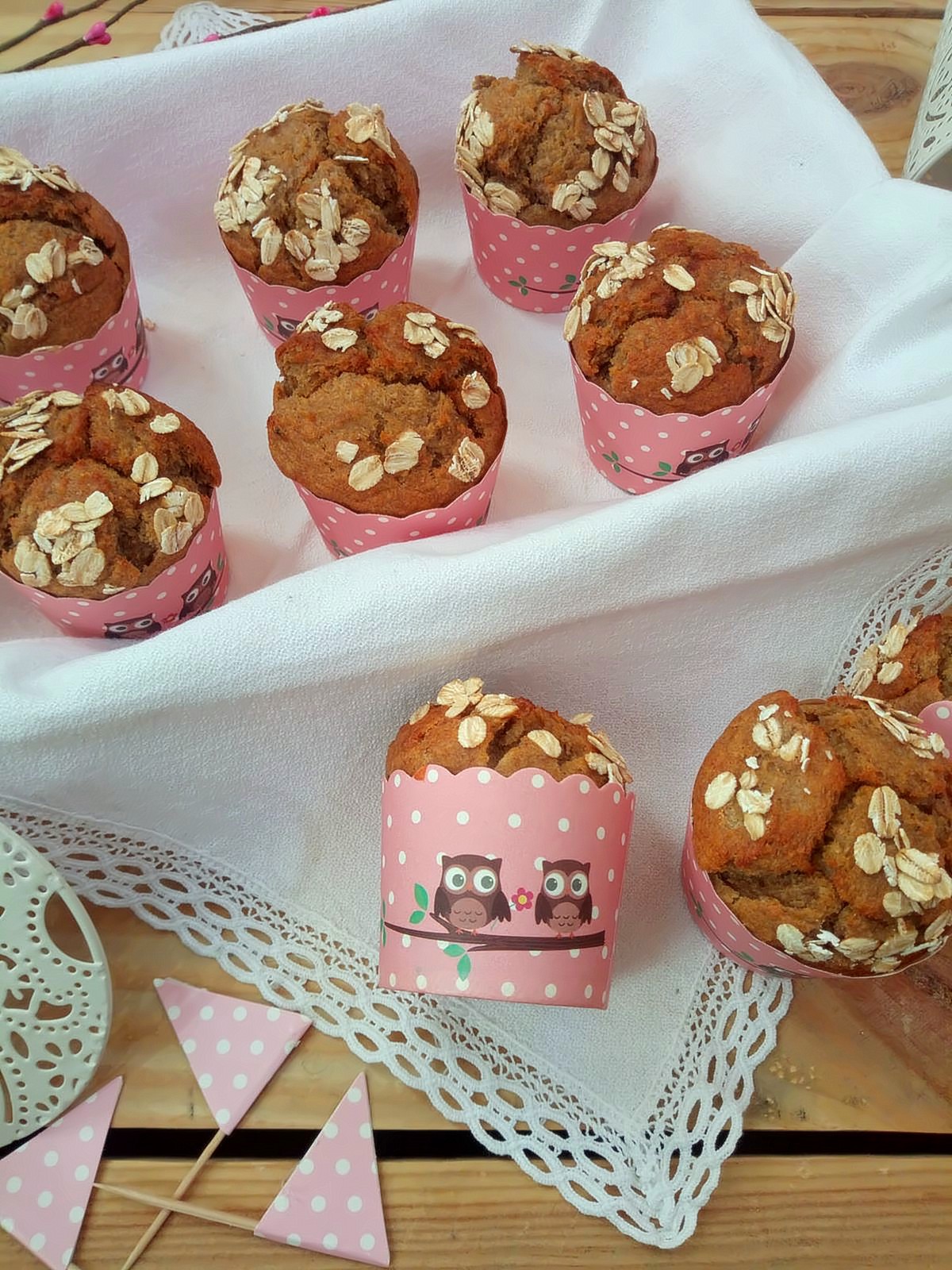 Muffins de plátano y salvado de avena.