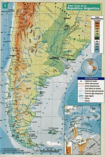 Los ambientes de la Argentina - Relieve - : Mapa Físico de la República