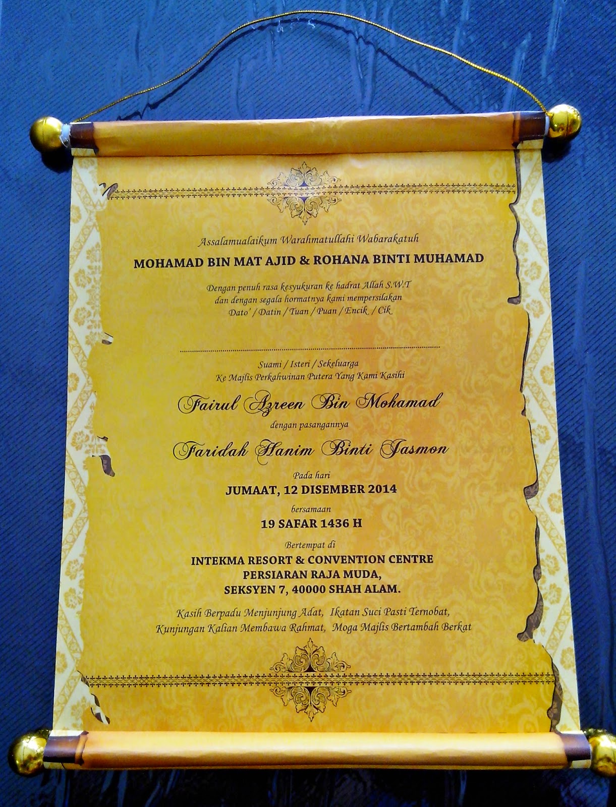 kad jemputan perkahwinan diraja David Henderson