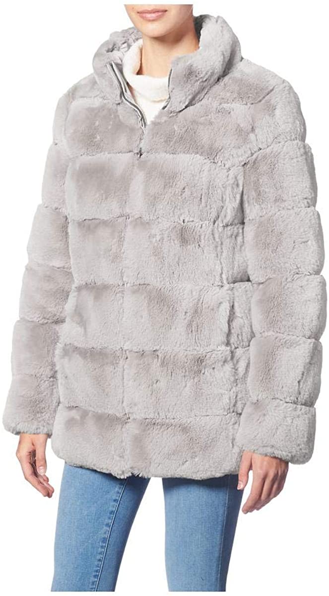 Elegant Grey Faux Fur Coats Jackets For Women