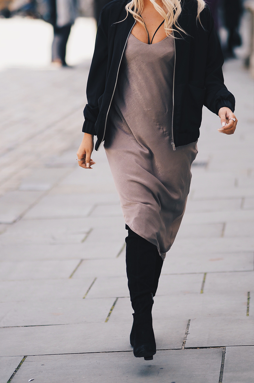 HUGE TREND SLIP DRESSES & BOMBER JACKETS Petite Side of Style