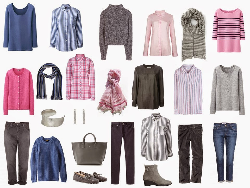 A 4 by 4 Capsule Wardrobe in Pink, Rose, Denim and Grey The Vivienne