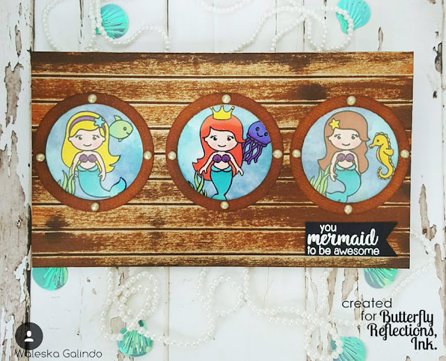Sunny Studio Stamps: Magical Mermaid Porthole Card by Waleska Galindo